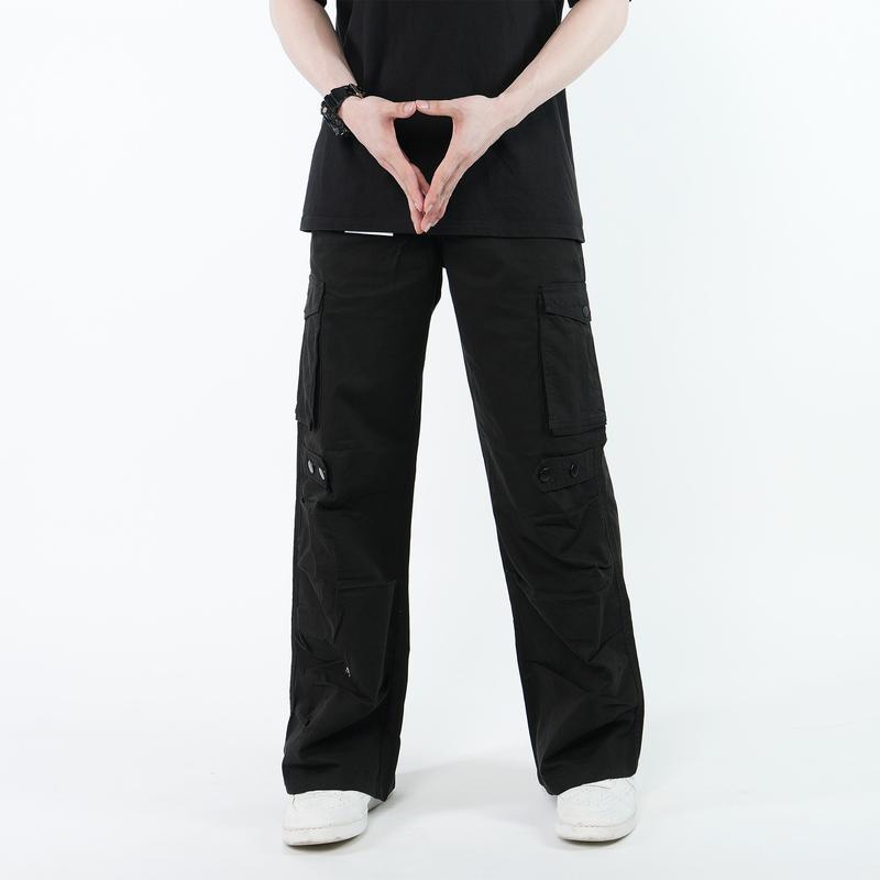 Quần cargo nam túi hộp ống rộng KQSTYLING vải kaki 100% cotton cargo pants form rộng WIDE - ĐEN 1