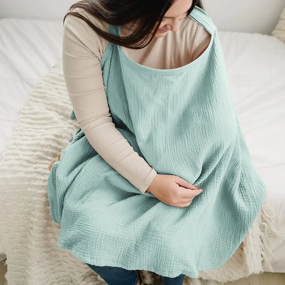 Portable Gauze Mother Outing Breastfeeding Cover Breathable Arch Neckline Outdoor Privacy Cover Adjustable Halter Neck Baby Feeding Nursing Covers Breastfeeding