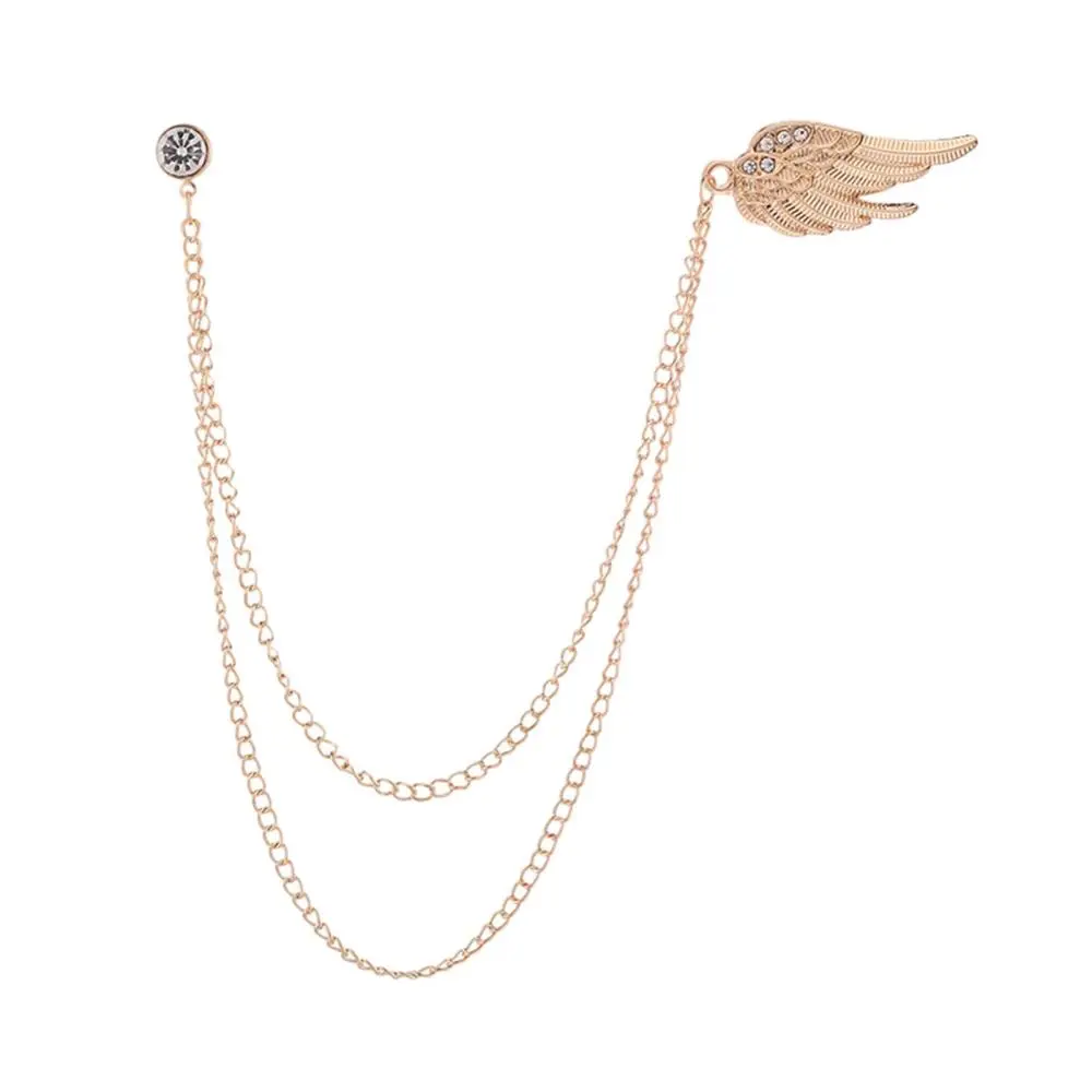 Angel Wing Brooch Anniversary Metal Hanging Chains Suit Shirt Pins Men's Brooch Lapel Pin for Tie Hat Tuxedo Career Suit Coat