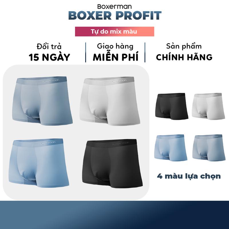 Quần sịp nam thun lạnh PROFIT combo 3 quần boxer mềm mịn BOXERMAN Menswear Quần Lót