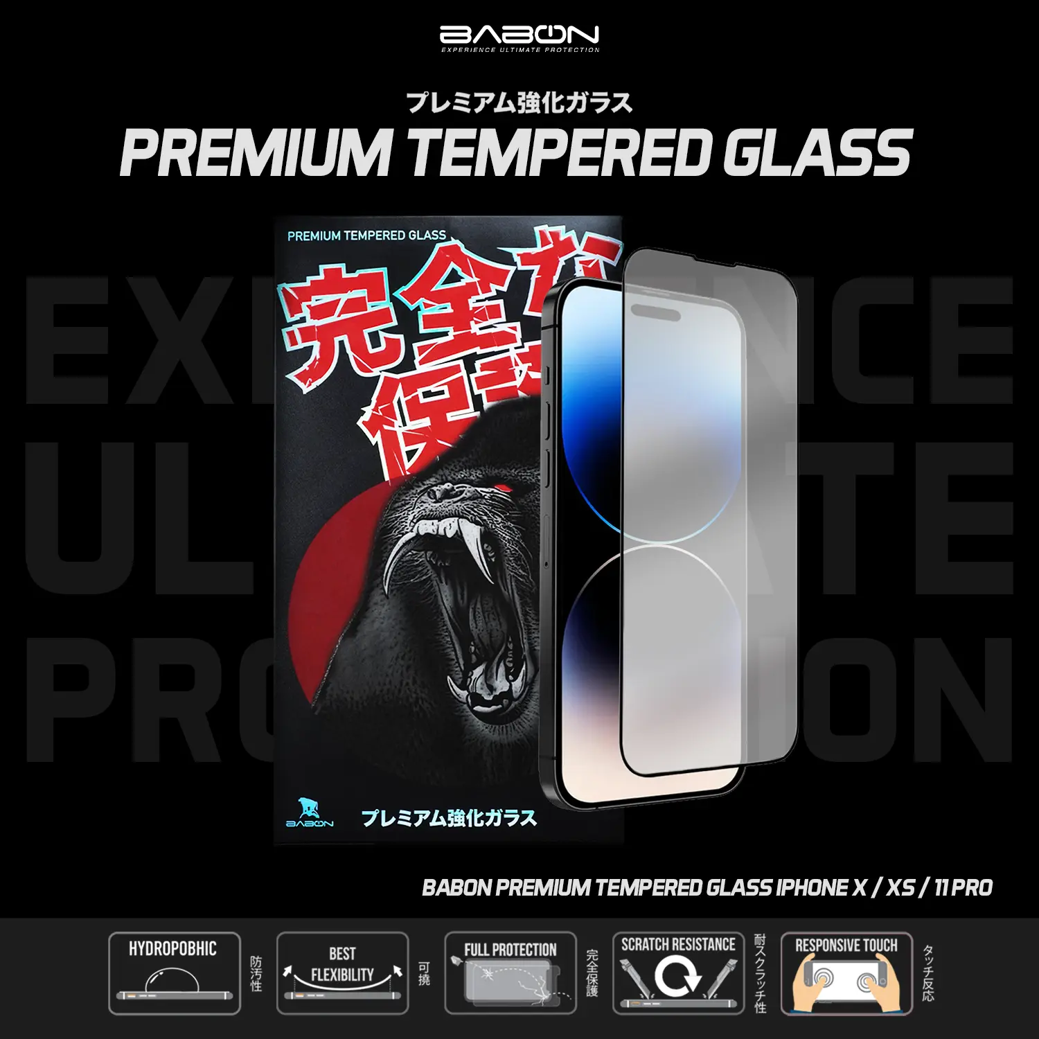 BABON PREMIUM TEMPERED GLASS IPHONE X / XS / 11 PRO Layar Protection