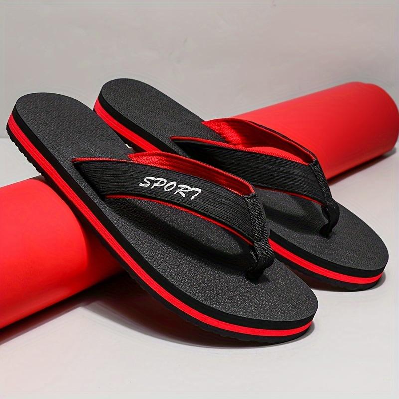Men's Summer Flip-Flops - Breathable, Non-Slip Fashion Slides with Arch Support, Casual Beach & Outdoor Wear, Black Fabric Upper Rubber Sole 1