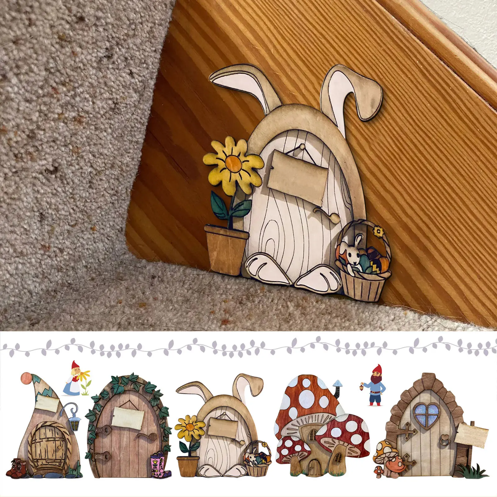 New Fairy Door Fairy Tale Door Home Stair Decoration Wooden Ornament Garden Decoration Craft