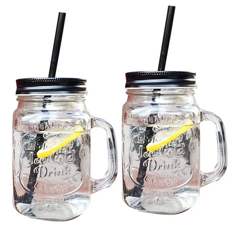 Gelas Minum Unik Dengan Tutup + Sedotan / Gelas Kaca Aestetic / Gelas Kopi Jus 354 Ml 470 Ml