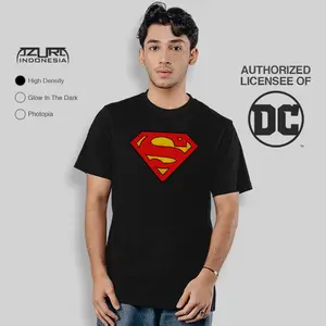 Azura Tshirt DC Comics Original Superman Comic Logo Motif Hexagon Colour Hitam
