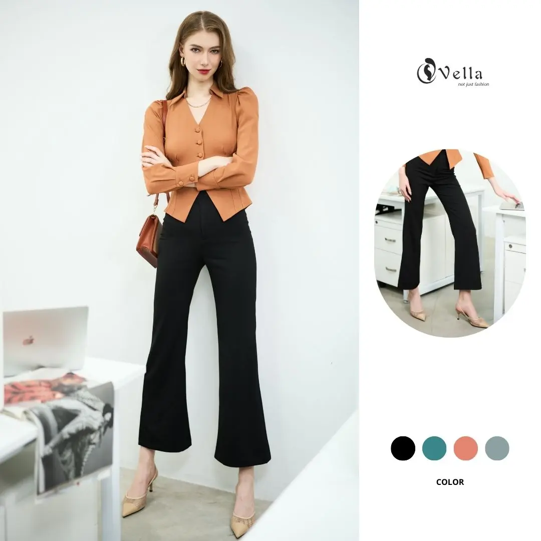 Quần culottes Nữ ống loe lưng cao Vella Fashion VQ22116 quannu