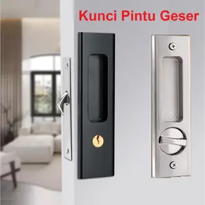 Hitam / Perak Kunci Pintu Sliding Geser Set Invisible Sliding Door Kunci pintu perangkat keras anti-pencurian dengan kunci gagang  pintu tulak  pintu