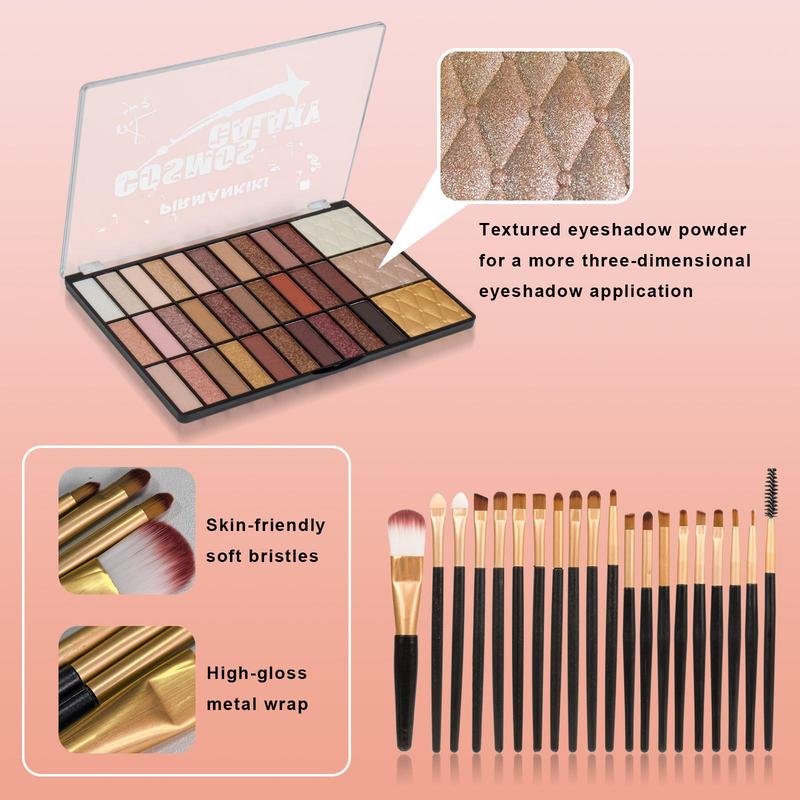 Product Introduction of 33 Colors Eyeshadow Palette & Brush Set, 1 Set Professional Makeup Kit for Women, Multi-use Makeup Products for All Styles and Occasions, Cosmetic 3