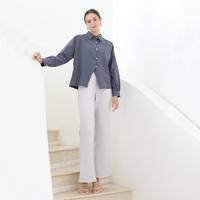 Gambar Atasan Wanita Sadana Top – Blouse Lengan Panjang Abu Cotton Linen Premium - Abu Tua (LXL) dari Nayara Outfit Kota Bandung 1 Tokopedia