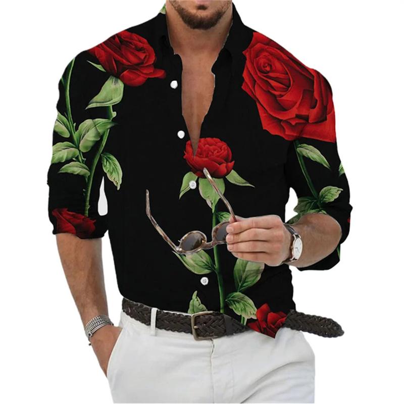 Product Introduction of Hot selling fashion luxury leopard print men's shirt single breasted printed long sleeved men's street Hawaiian top Plus size Collared Casual Collar 6
