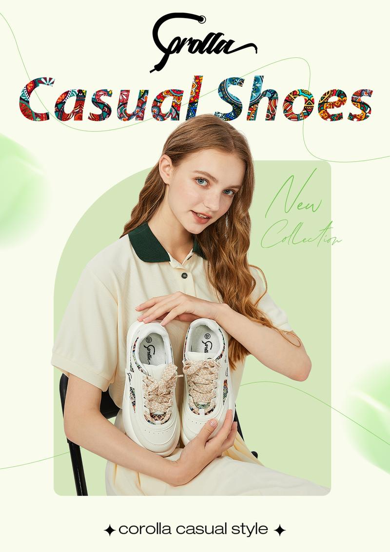 Product Introduction of COROLLA Women's Sneakers White Round Toe Latest Casual Fashion Shoes Athletic Sports Shoes Training Runner Trainers Footwear Girl Closed Running Comfort Beige 13