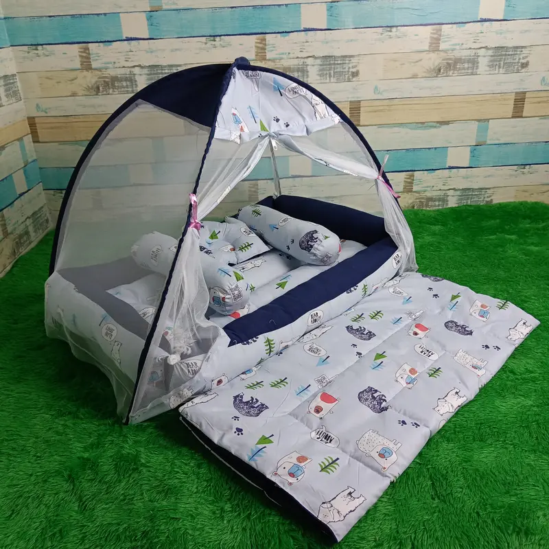1 Set Kasur Bayi Kelambu tenda Premium motif Beruang kutub | Set kasur bayi Empuk 0