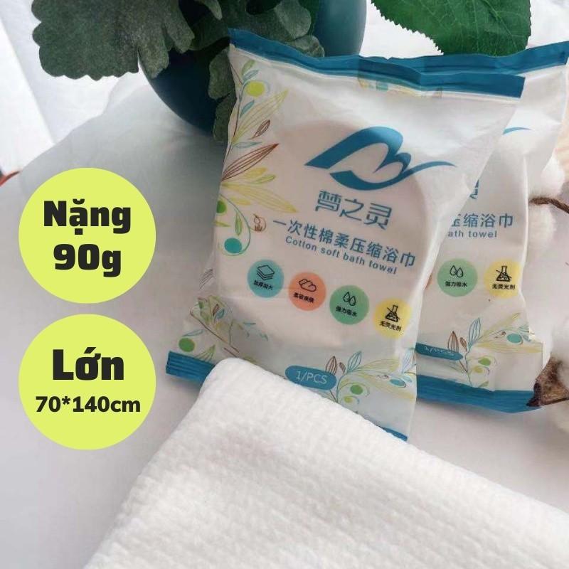Khăn tắm nén du lịch cotton lớn 70x140cm dùng một lần, loại lớn dày nặng 90g KHĂN NÉN KHÁCH SẠN- khăn nén du lịch 0