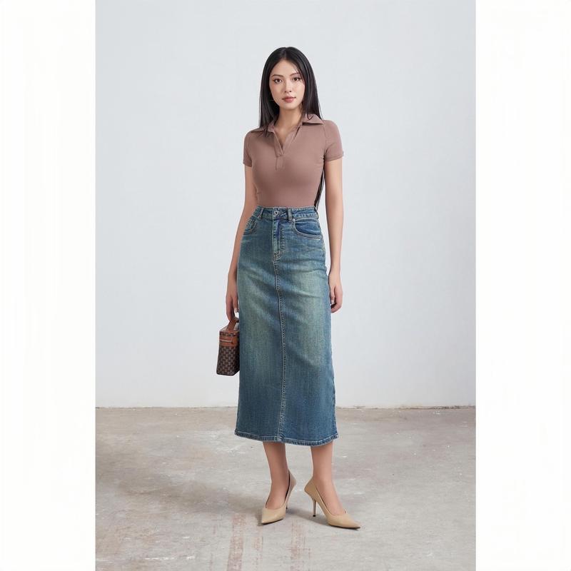ÁO TĂM CỔ ĐỨC V MỞ THIẾT KẾ CO GIÃN CỘC TAY Nữ Women Top Tay Zaplang che bắp tay, dáng hack eo  Voi Voan Kem 0
