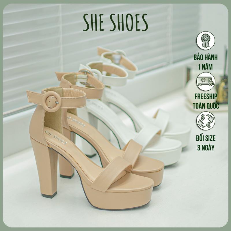 SANDAL GIÀY CƯỚI đúc đế gót vuông da PU cao cấp basic VIE NEW ARRIVAL độc quyền bởi SHE SHOES - GC12001