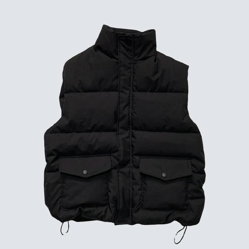 Áo khoác phao gile trần bông 3 lớp, nam nữ mặc đều được, dày dặn, ấm áp Menswear Jacket Màu Đen
