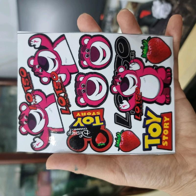 set logo sticker gấu dâu dễ thương mini trang trí xe máy Nhãn Dán Tem