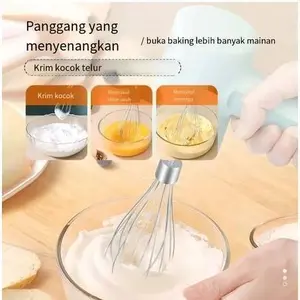 Mixer elektrik 3 kecepatan yang dapat diatur, mixer tangan tanpa kabel, mixer adonan kue elektrikkeluarga