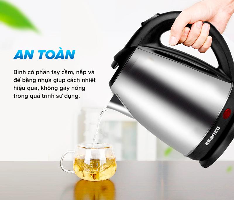 [ASANZO] ẤM ĐIỆN ĐUN NƯỚC SIÊU TỐC 1.8L 1500W - SK-1800 - Chính Hãng Bảo Hành 6 Tháng Bình Đun Nước Ấm Siêu Tốc Đun Siêu Tốc Inox Đun Siêu Tốc Inox 3