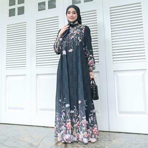 (FREE HIJAB) ZHAFIRAH FLOWER DRESS GAMIS WANITA KEKINIAN CERUTY BABY DOLL PREMIUM 6
