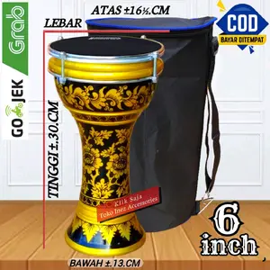 Dumbuk Pinggang Marawis Anak 6 inch Gold Hitam Power Mika Hitam