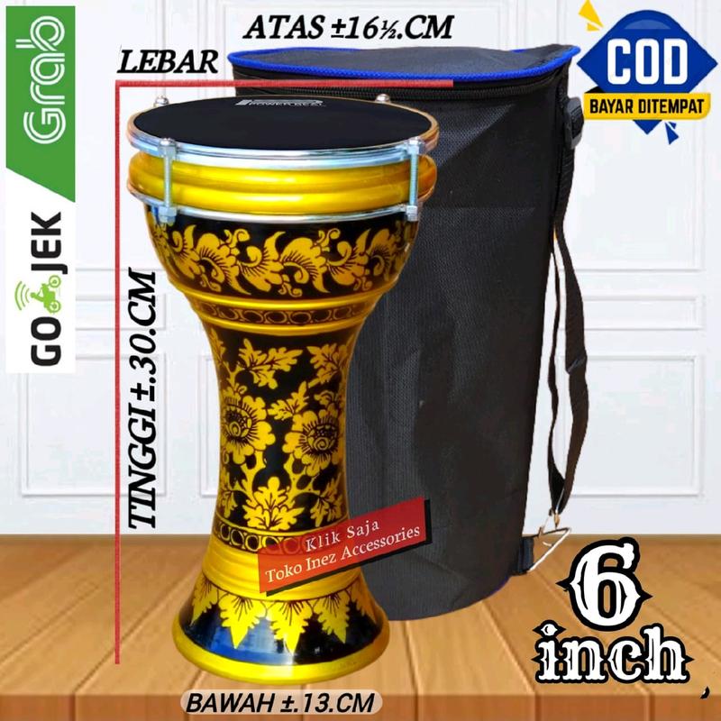 Dumbuk Pinggang Marawis Anak 6 inch Gold Hitam Power Mika Hitam - Shop ...