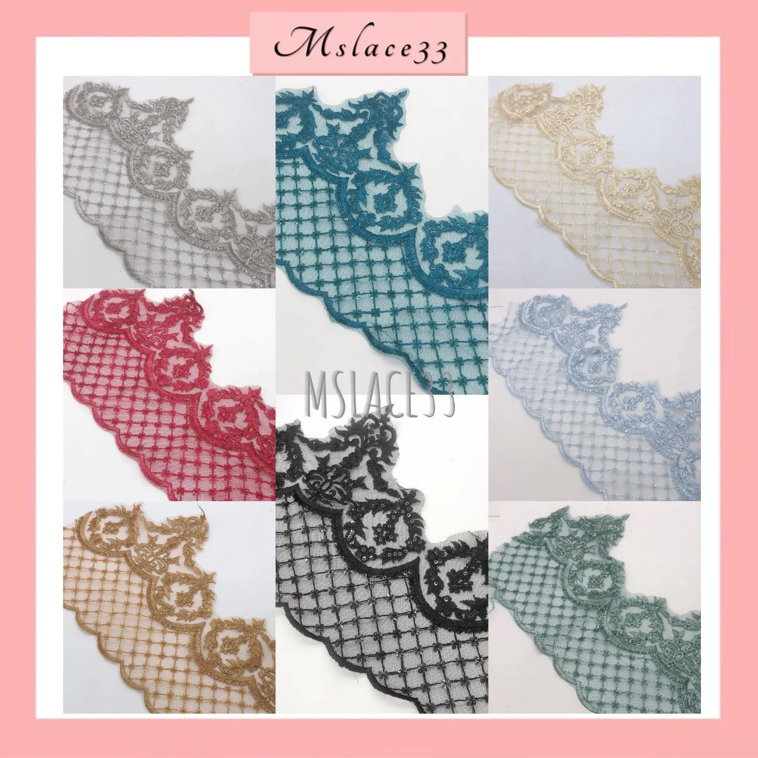 R-010 Border Baju / Renda Baju / Renda Lace / Border Lace / Border Baju Labuci /Renda Baju Lace Lebar 19CM