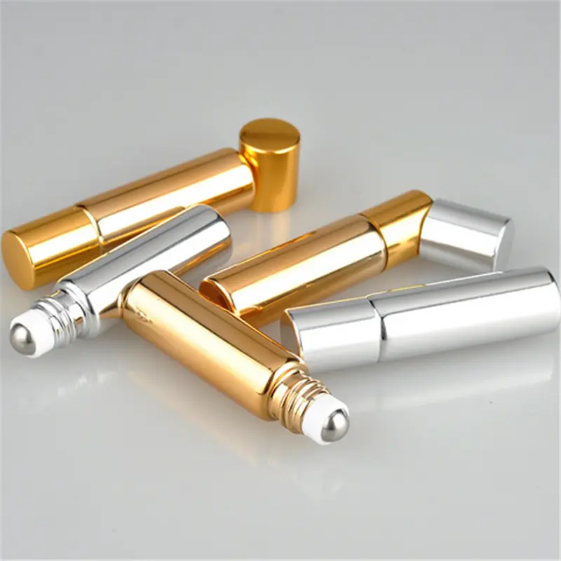 Chai Con Lăn Kim Loại, Thiết Kế Thanh Lịch, Có Thể Nạp Lại, 5ml, Thích Hợp Cho Tinh Dầu, Chăm Sóc Da Và Nước Hoa, Ứng Dụng Dầu Gội Đầu, Được Làm Bằng Thủy Tinh, Con Lăn 3