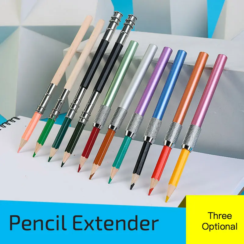1 Pcs Adjustable Dual Head /Single Head Pencil Extender Holder Sketch School Painting Art Write Tool for Writing Metal Color Rod