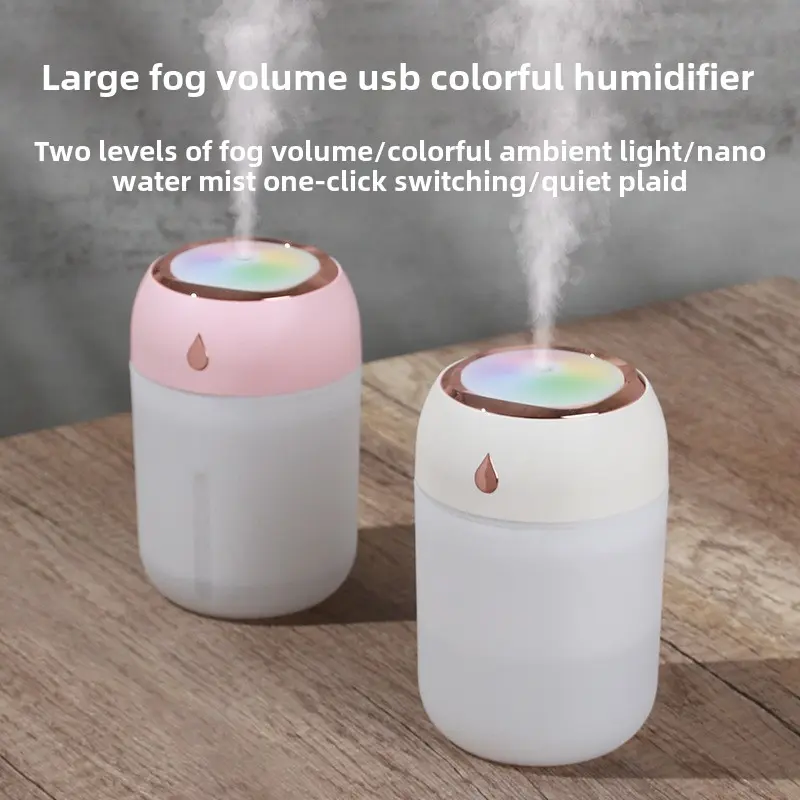 New Creative Mini Humidifier, Colorful Light USB Large Fog Volume Double Spray Nano Hydrator Household Gift