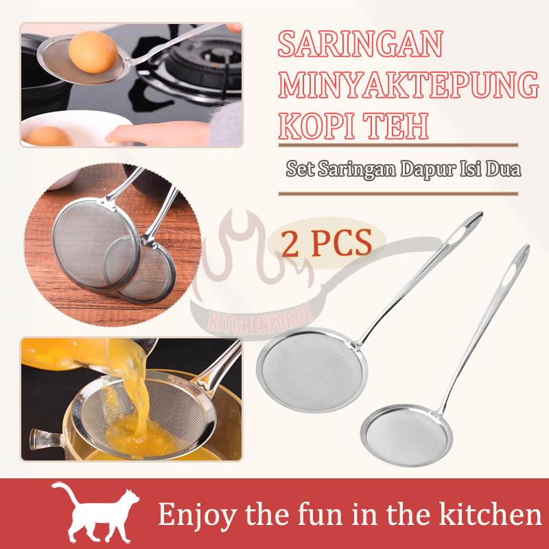 Saringan Minyak Teh Kopi Tepung Halus Stainless Serbaguna /Saringan Minyak Tepung Kopi Teh Goreng Serok Jaring Halus Full Stainless Steel Strainer Serbaguna tahan karat saringan saringan bumbu stainless saringan  gorengan saringan besi 0