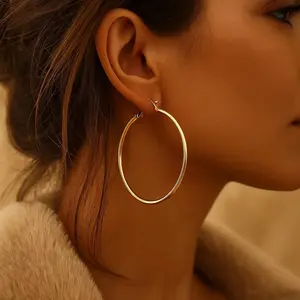 Anting Ring Bulat Silver Elegant Anting Hoop Titanium Wanita Korea Aksesoris Fashion Earrings Style AT-4048