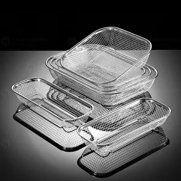 Rổ inox 304 kiểu Nhật  dạng lưới đựng thức ăn chiên và để ráo trái cây vô cùng an toàn và tiện lợi