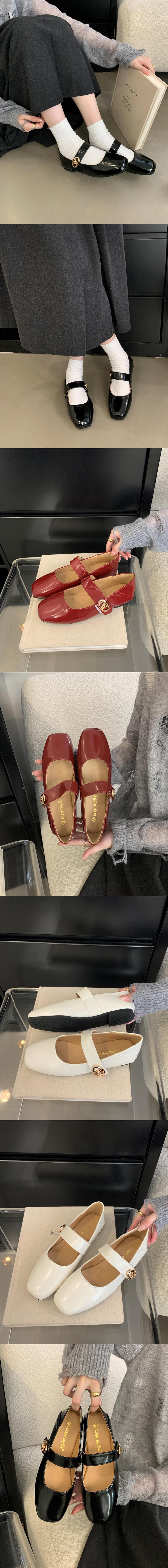 Product Introduction of Fall 2025 New French Retro Square Toe with Velcro Mary Jane Shallow Mouth Flat Pumps Women's Spring and Autumn 4
