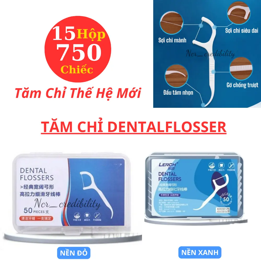 Combo 15 Hộp Tăm Chỉ Nha Khoa DENTAL FLOSSERS Shoptamchinhakhoa Mẫu Chữ Đỏ