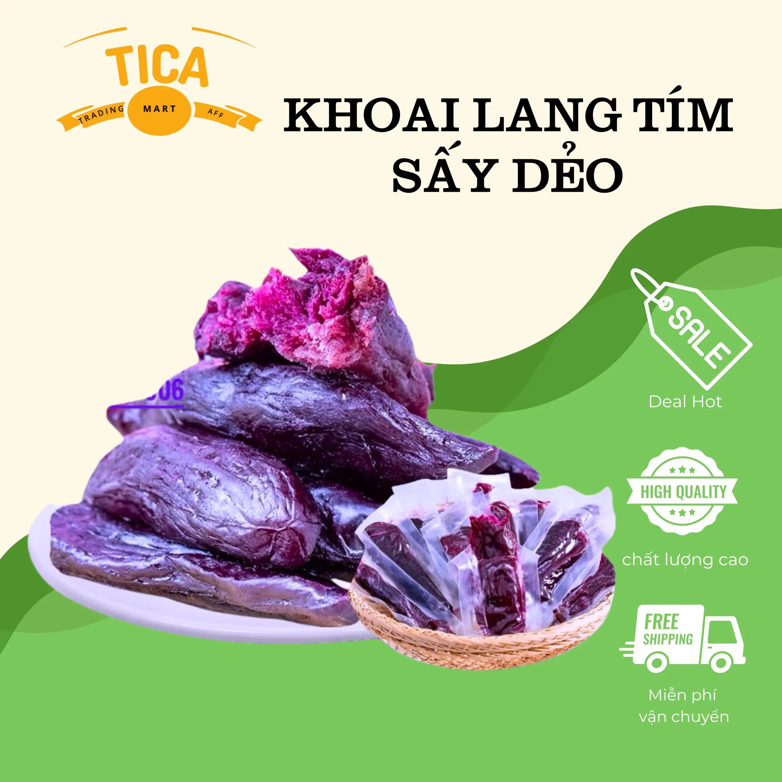 Khoai Lang Tím Sấy Dẻo Nguyên Củ - Tica Mart