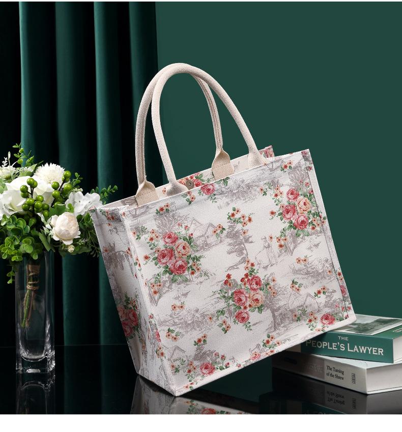 Product Introduction of Women's Bag Women's Bag Thick Retro Canvas Bag Custom in Stock Three-Dimensional Canvas Reticule Environmental Protection Shopping Bag Canvas Tote Bag 24