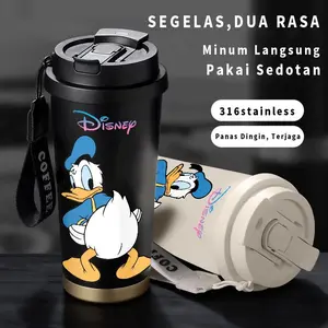 Tumbler Donald Duck Drinking Water Bottle Aesthetic Stainless Steel Tumblr CUP Case 500 ML Thermos Viral Cold Resistant Heat Tambler Coffee Cute For Cars Cup Gifts - Refillable, Light