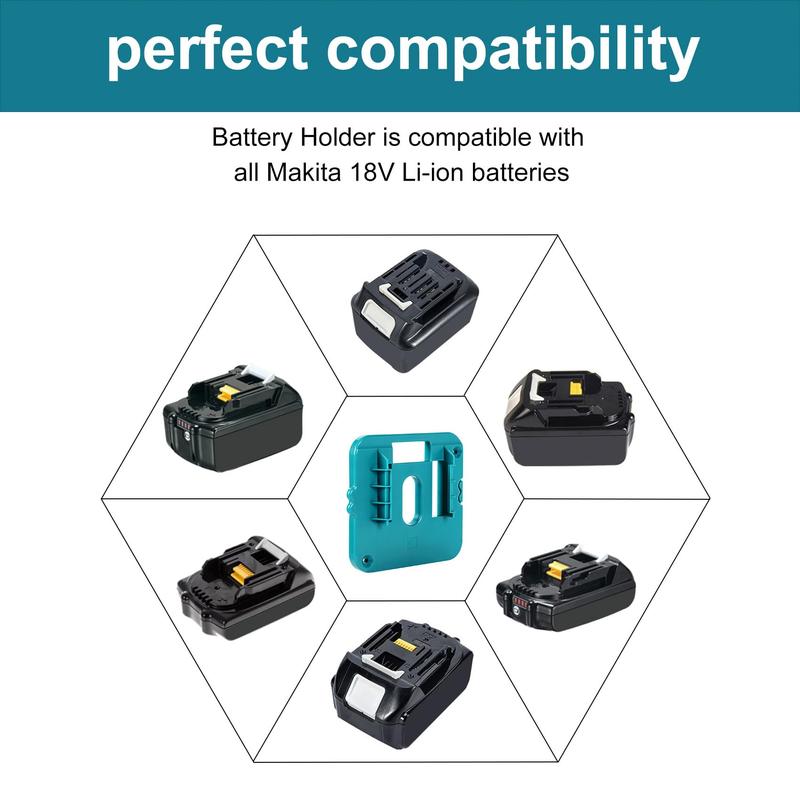 Battery Holder for Makita 18V Battery Mounts, Compact Battery Holder with 10pcs Screws for Makita Tools, Durable Tool Organizers for BL1860 BL1850 BL1840 BL1830, Hardware 3