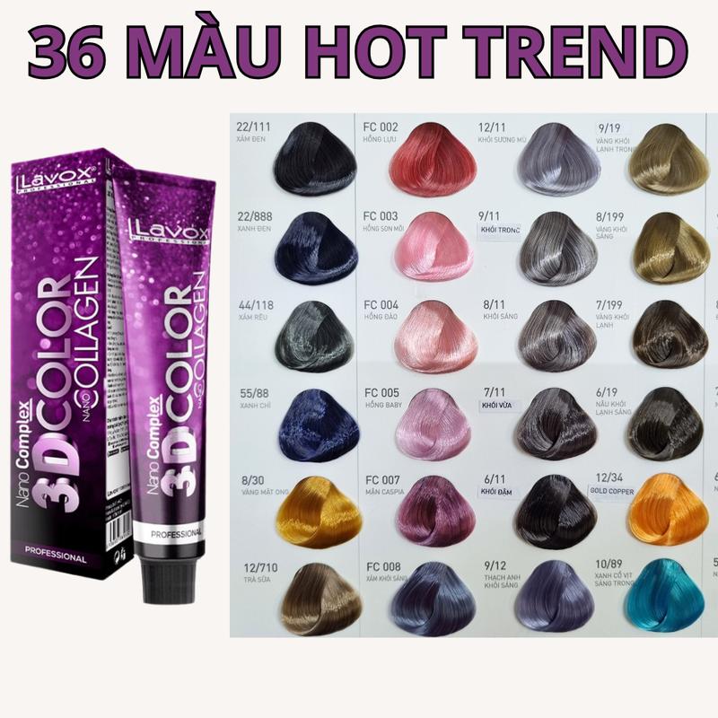 Thuốc nhuộm tóc Lavox 36 mã màu hot trend màu lên chuẩn đẹp - 100ml