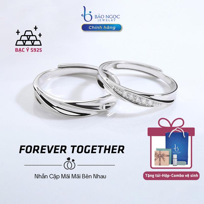 [QUÀ TẶNG 20/10 CHO NGƯỜI YÊU ] Nhẫn đôi với người yêu bạc chính hãng - Forever Together Rings (Mãi Mãi Bên Nhau) Free Size Dễ Dàng Điều Chỉnh Kích Cỡ Nhẫn Bạc Đôi Nam Nữ Đính Đá CZ Lấp Lánh - ND2882 [Bảo Ngọc Jewelry]