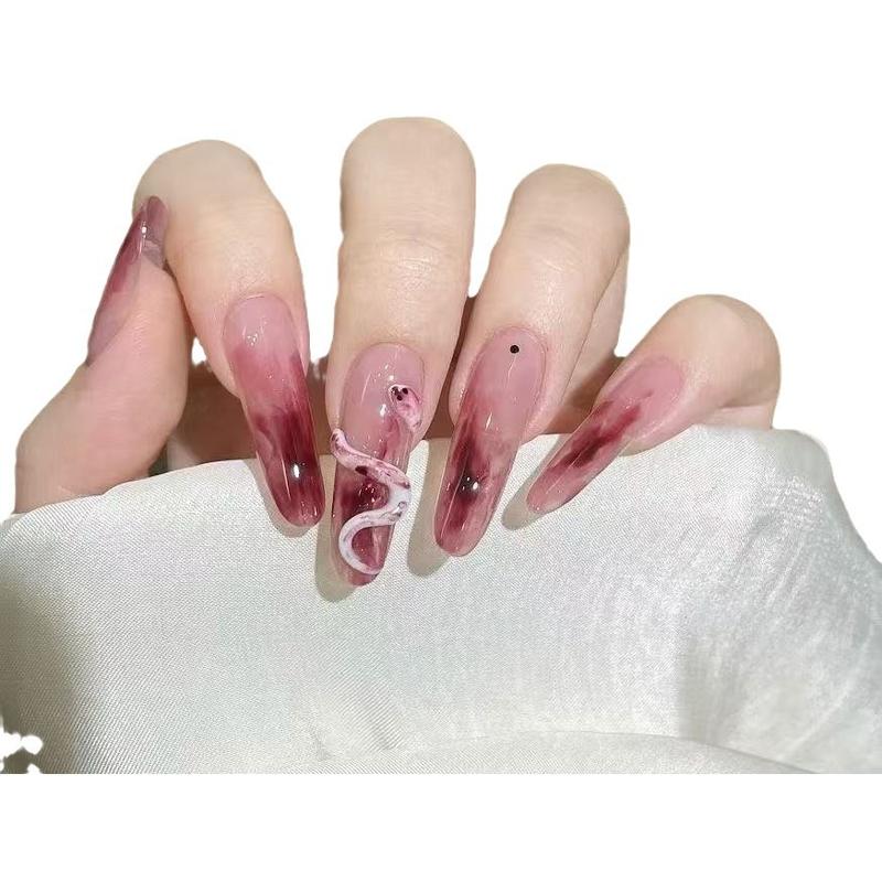 Đầu Móng Tay, Trang Phục Áo Giáp Cầm Tay, Thiết Kế Năm Rắn, Làm Đẹp Rắn, Màu Trắng, Gradient Nhòe Cao Cấp, Khí Quyển Thanh Lịch, Thích Hợp Cho Năm Mới 4