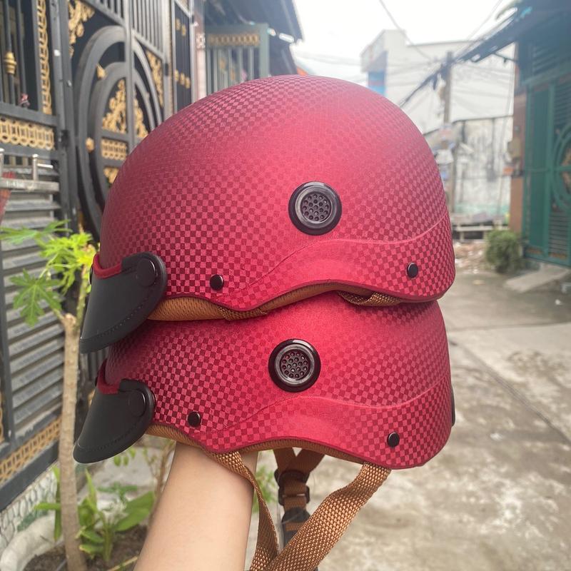 Mũ Bảo Hiểm Sơn Caro Bản Cao Cấp Dây Khoá Nâu Lòng Thêu Nâu + Mỏ Lưỡi Tháo Rời - Combo - Helmet