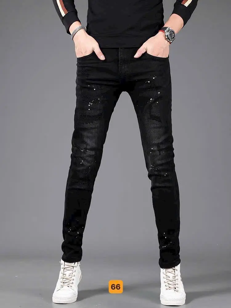 Quần jean nam màu đen rách kiểu chất bò co giãn from đẹp ts66 mới