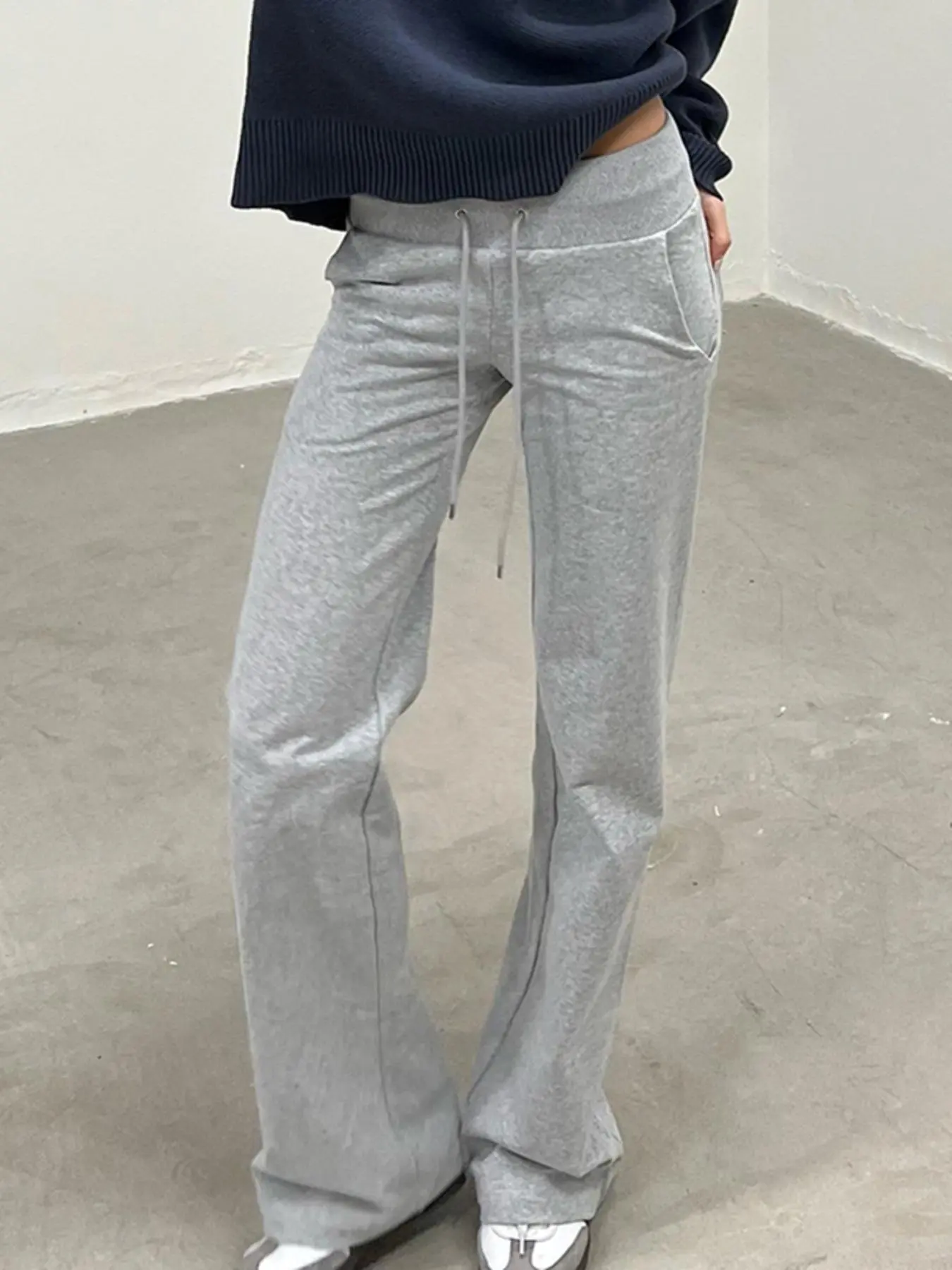 Women's Plain Drawstring Waist Straight Leg Pants, Casual Pocket High Waist Trousers for Summer, Sweatpants for Women, Streetwear Trousers for Women, Fashion Women's Bottoms for Daily Wear, Summer Clothes