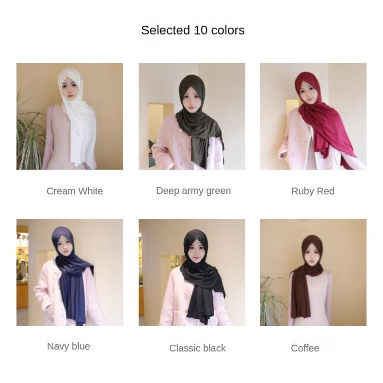 Product Introduction of Solid Color Milk Silk with Wooden Ear Scarf Monochrome Cotton Scarf Headcloth Shawl Scarf Elastic Knitted Scarf for Women selendang  bahu sulam  shawl sahara  shawl selendang 3