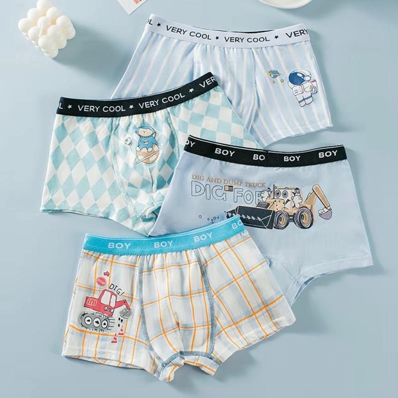 (Khủng Long -phi hành gia)Sét 4 quần lót  quần Chip đùi bé trai ,quần Chip cao cấp,quần sip cho bé trai cotton mềm ,co giãn,nhiều màu ,hoạ tiết dễ thương 1