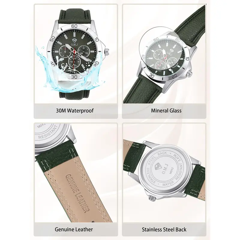 O.M.J Official Jam Tangan Pria Original Terbaru Strap Kulit Asli Seri M042 Watches 3