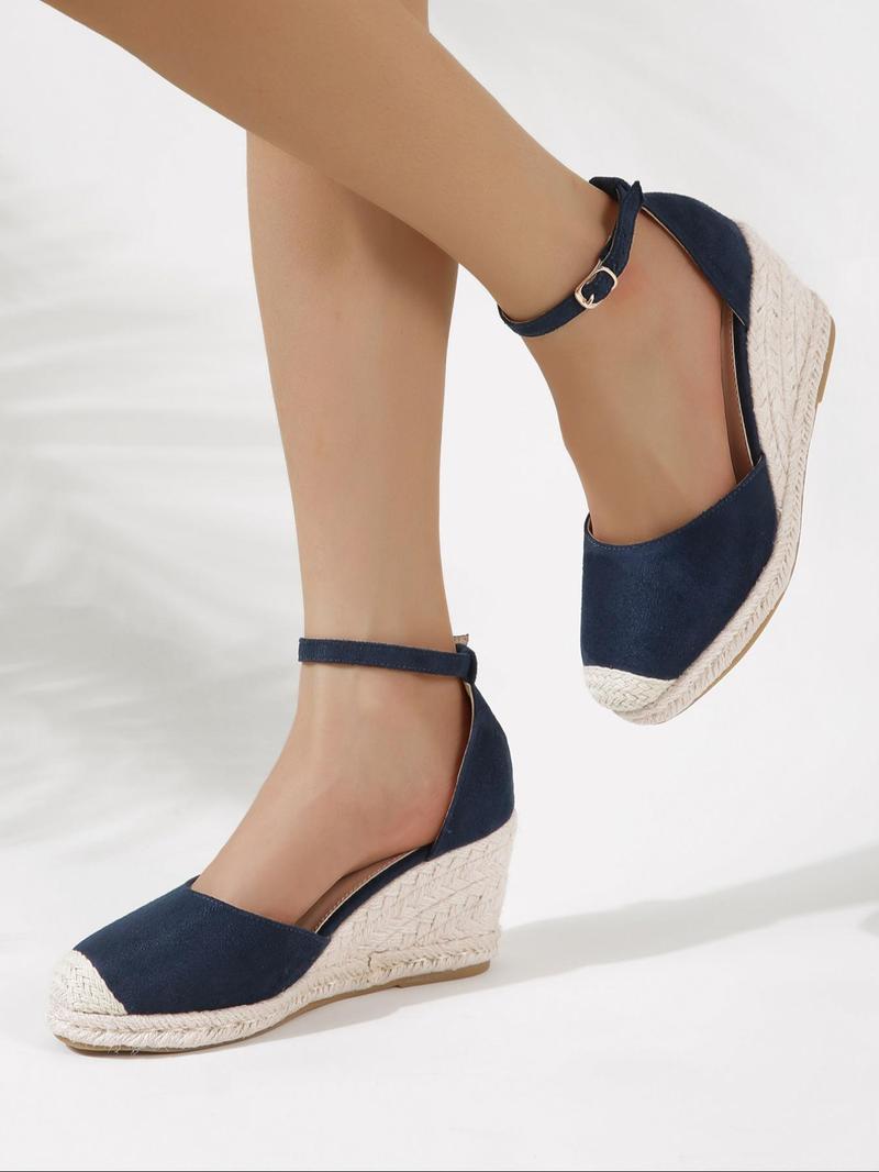 Product Introduction of Women's Fashionable Wedge Sandals, Casual Comfortable Espadrille Wedge Shoes for Daily Wear, Lightweight Breathable Shoes for Women & Girls, Summer 9