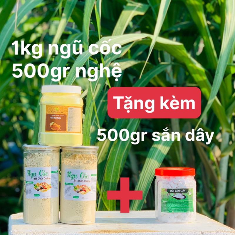 COMBO 1KG BỘT NGŨ CỐC VÀ 500GR TINH BỘT NGHỆ + TẶNG KÈM 500GR BỘT SẮN DÂY Food Đồ Uống